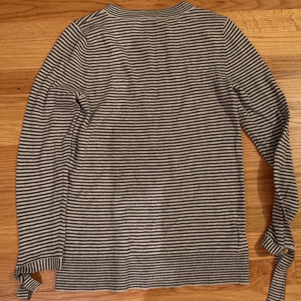 loft striped sleeve tie sweater